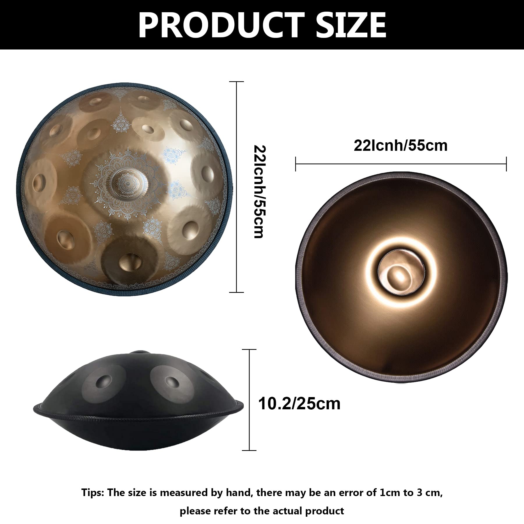 Amazon | ノート 22 インチ ハンドパン、D マイナー 432 Hz スチール